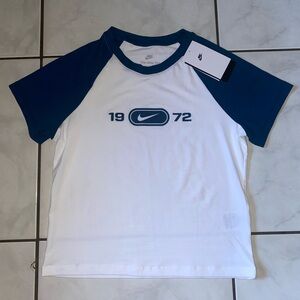 Nike White and Blue Logo Tee